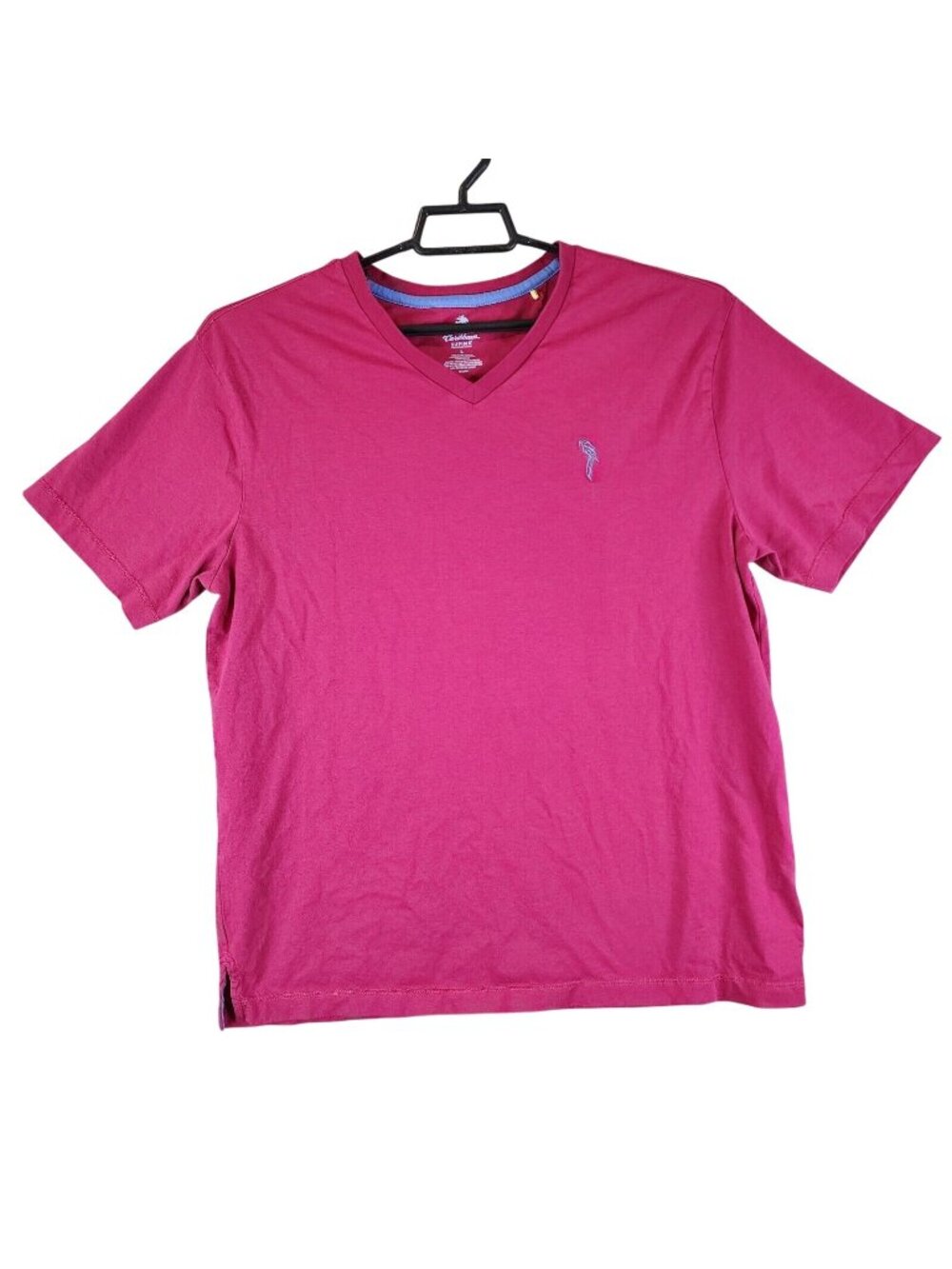 Womens Caribbean Fuschia Pink V Neck T Shirt Short Sleeve Supima Cotton Size L